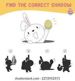 Find the correct shadow. Matching shadow game for children. Worksheet for kid. Educational printable worksheet. Vector illustration.