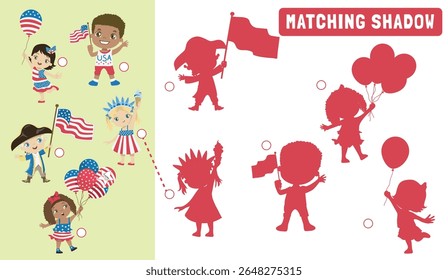 Find the correct shadow. Matching shadow game for children. Worksheet for kid. Educational printable worksheet