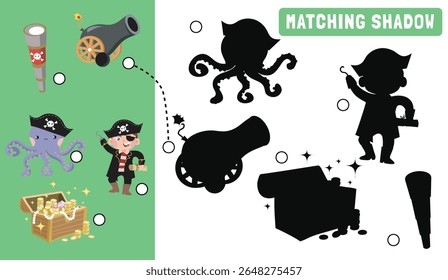 Find the correct shadow. Matching shadow game for children. Worksheet for kid. Educational printable worksheet