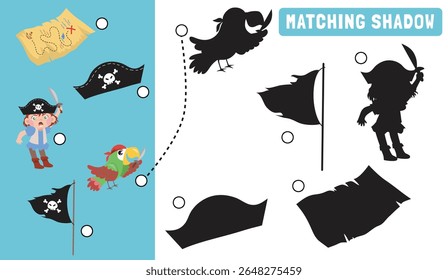 Find the correct shadow. Matching shadow game for children. Worksheet for kid. Educational printable worksheet