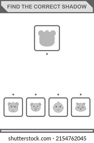 Find the correct shadow Monkey face. Worksheet for kids