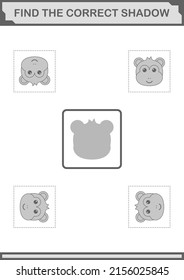 Find the correct shadow Monkey face. Worksheet for kids