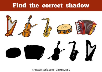 Find the correct shadow: musical instruments