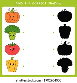 Find the correct shadow for object. Vector worksheet of simple educational game for kids