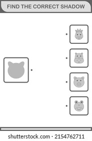 Find the correct shadow Pig face. Worksheet for kids