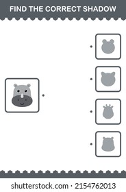 Find the correct shadow Rhinoceros face. Worksheet for kids