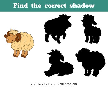 Find the correct shadow (sheep, farm animal)