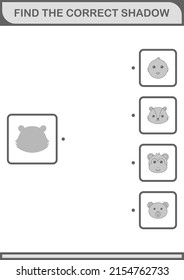 Find the correct shadow Skunk face. Worksheet for kids