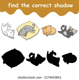 find the correct shadow of sleeping cat cartoon