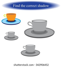 Find the correct shadow ( Teacup ) for children. Vector illustration