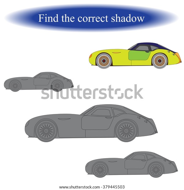 Find the correct shadow ( Vintage car. Retro\
car ) for children. Vector\
illustration