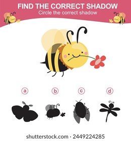 Encuentra la sombra correcta. Hoja de cálculo para niños. Juego de sombras a juego para niños. Rodear la sombra correcta