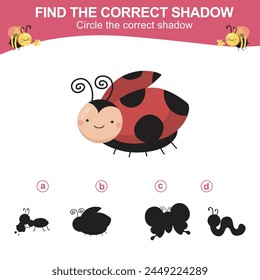 Encuentra la sombra correcta. Hoja de cálculo para niños. Juego de sombras a juego para niños. Rodear la sombra correcta