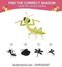 Encuentra la sombra correcta. Hoja de cálculo para niños. Juego de sombras a juego para niños. Rodear la sombra correcta