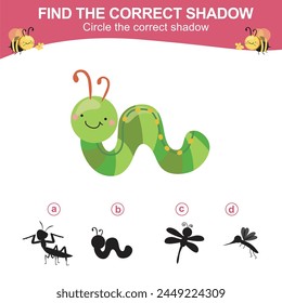 Encuentra la sombra correcta. Hoja de cálculo para niños. Juego de sombras a juego para niños. Rodear la sombra correcta