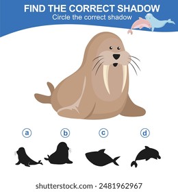 Encuentra la sombra correcta. Hoja de cálculo para niños. Juego de sombras a juego para niños. Rodea la sombra correcta. Encuentra la sombra correcta. Página de actividad imprimible para niños
