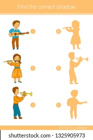 Find the correct shadow.Children educational game.Vector illustration.