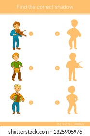 Find the correct shadow.Children educational game.Vector illustration.