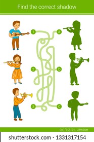 Find the correct shadow.Children educational game.Vector illustration.