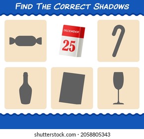 Find the correct shadows of calendar. Searching and Matching game. Educational game for pre shool years kids and toddlers