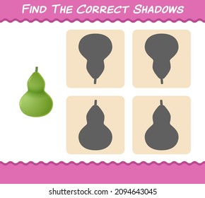 Finden Sie die richtigen Schatten von Cartoon Calabash. Suche und Matching-Spiel. Erziehungsspiel für Kinder und Kleinkinder im Vorschulalter