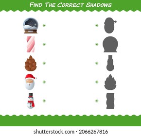 Find the correct shadows of cartoon christmas. Searching and Matching game. Educational game for pre shool years kids and toddlers