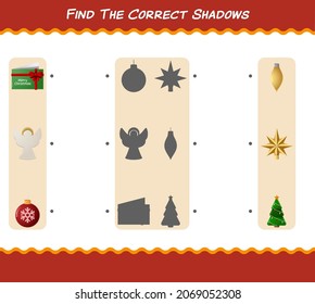 Find the correct shadows of cartoon christmas. Searching and Matching game. Educational game for pre shool years kids and toddlers