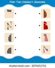 Find the correct shadows of cartoon christmas. Searching and Matching game. Educational game for pre shool years kids and toddlers