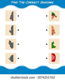 Find the correct shadows of cartoon christmas. Searching and Matching game. Educational game for pre shool years kids and toddlers