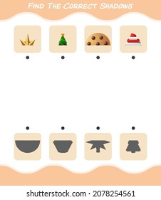 Find the correct shadows of cartoon christmas. Searching and Matching game. Educational game for pre shool years kids and toddlers