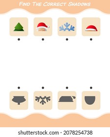 Find the correct shadows of cartoon christmas. Searching and Matching game. Educational game for pre shool years kids and toddlers