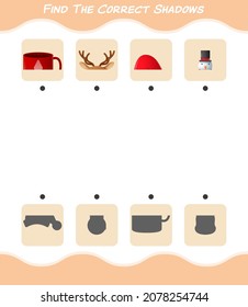 Find the correct shadows of cartoon christmas. Searching and Matching game. Educational game for pre shool years kids and toddlers