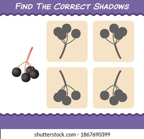 Find the correct shadows of cartoon elderberries. Searching and Matching game. Educational game for pre shool years kids and toddlers