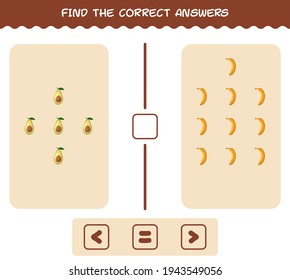 Find the correct shadows of cartoon fruits. Searching and Matching game. Educational game for pre shool years kids and toddlers