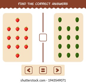Find the correct shadows of cartoon fruits. Searching and Matching game. Educational game for pre shool years kids and toddlers