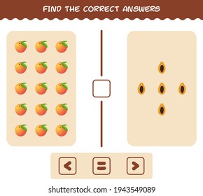 Find the correct shadows of cartoon fruits. Searching and Matching game. Educational game for pre shool years kids and toddlers