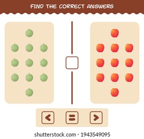 Find the correct shadows of cartoon fruits. Searching and Matching game. Educational game for pre shool years kids and toddlers