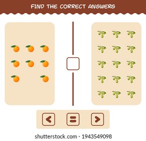 Find the correct shadows of cartoon fruits. Searching and Matching game. Educational game for pre shool years kids and toddlers