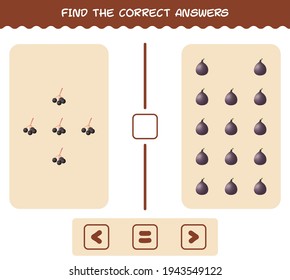 Find the correct shadows of cartoon fruits. Searching and Matching game. Educational game for pre shool years kids and toddlers