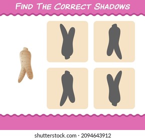 Find the correct shadows of cartoon ginseng. Searching and Matching game. Educational game for pre shool years kids and toddlers