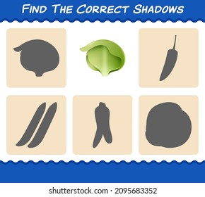 Find the correct shadows of cartoon iceberg lettuce. Searching and Matching game. Educational game for pre shool years kids and toddlers