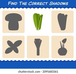 Find the correct shadows of cartoon lettuce. Searching and Matching game. Educational game for pre shool years kids and toddlers