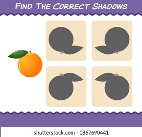 Find the correct shadows of cartoon oranges. Searching and Matching game. Educational game for pre shool years kids and toddlers
