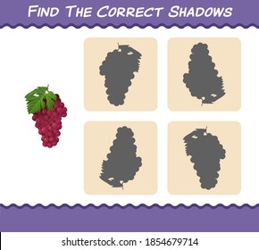 Finden Sie die richtigen Schatten von Cartoon roter Traube. Suche und Matching-Spiel. Erziehungsspiel für Kinder und Kleinkinder im Vorschulalter