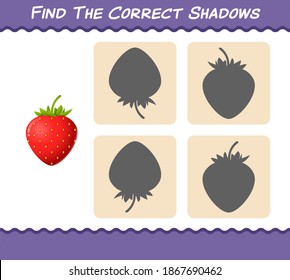 Find the correct shadows of cartoon strawberries. Searching and Matching game. Educational game for pre shool years kids and toddlers