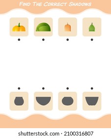 Find the correct shadows of cartoon vegetables. Searching and Matching game. Educational game for pre shool years kids and toddlers