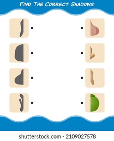Find the correct shadows of cartoon vegetables. Searching and Matching game. Educational game for pre shool years kids and toddlers