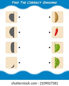 Find the correct shadows of cartoon vegetables. Searching and Matching game. Educational game for pre shool years kids and toddlers