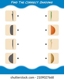 Find the correct shadows of cartoon vegetables. Searching and Matching game. Educational game for pre shool years kids and toddlers