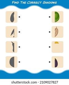 Find the correct shadows of cartoon vegetables. Searching and Matching game. Educational game for pre shool years kids and toddlers